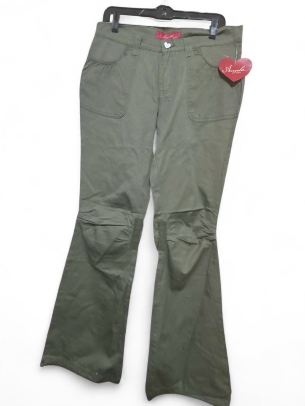 NWT Angela Jeans Olive Convertible Cargo Flare Pants Sz XL deadstock
